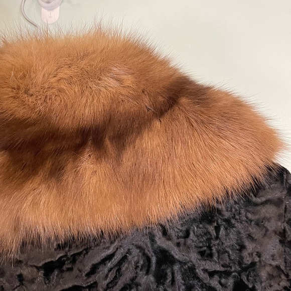 Vintage LEWIS BROS. FURS BROOKLYN Womens Black Fur Crop Winter Jacket Size M/L - Picture 8 of 10